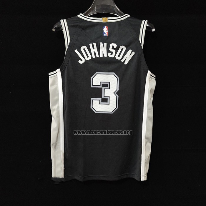 Camiseta San Antonio Spurs Keldon Johnson NO 3 Icon Autentico Negro